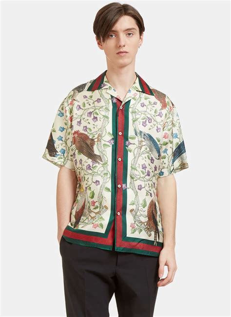 gucci black bowling shirt|Gucci button up shirt men.